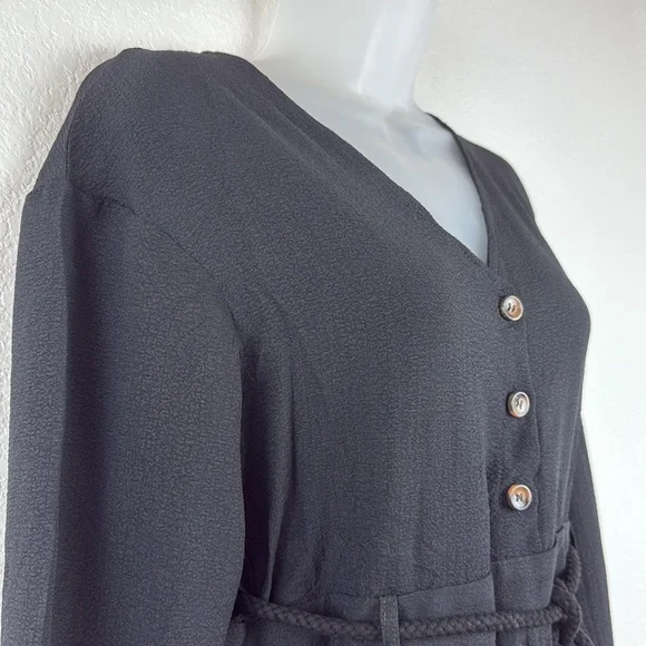 Area Stars Long Sleeve Button Front Belted Jumpsuit Bella Black Size X-Small NWT - Picture 5 of 10